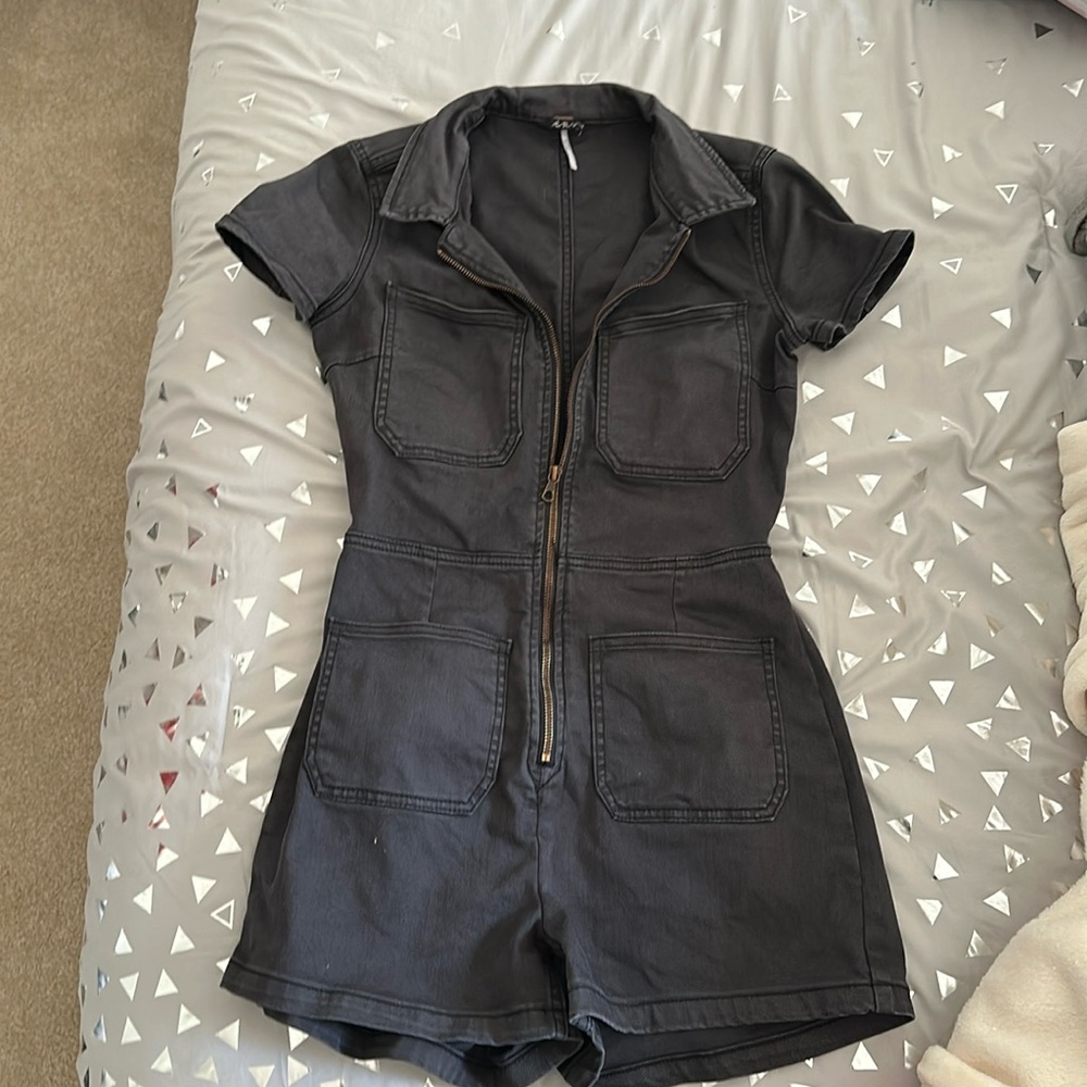 Black Jean Romper